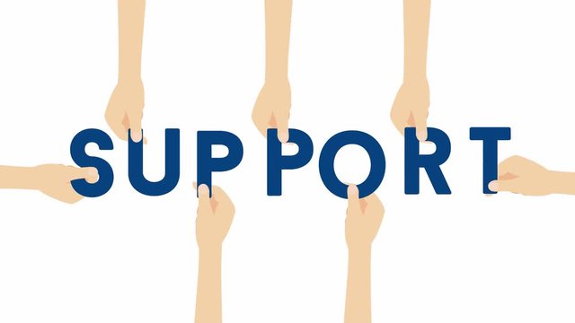 Support - 4K animation of hands holding letters alpha channel