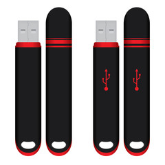 Flash Drive Black template Memory on white background.