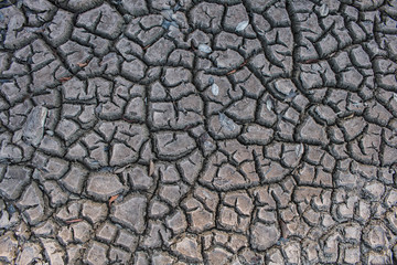 Drought crack ground close up background, crack soil area.
