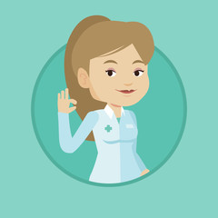 Doctor showing ok sign vector illustration.