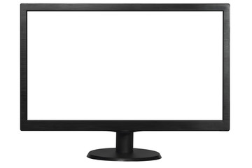 black computer monitor on white background - obrazy, fototapety, plakaty