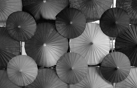 Thai traditional  umbrella with black and white tone