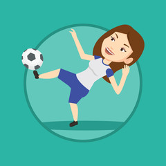 Soccer player kicking ball vector illustration.
