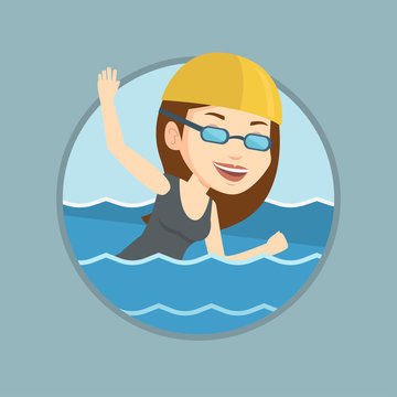 Woman swimming vector illustration.