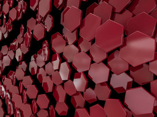 Hexagon abstract red background. 3D rendering
