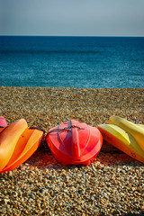 Kayaks on the beach