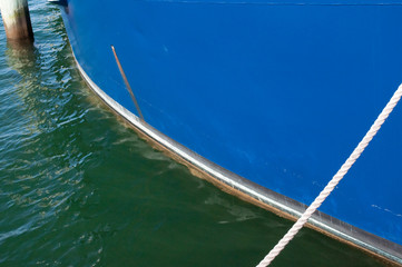 Side Of Blue Boat Hull.