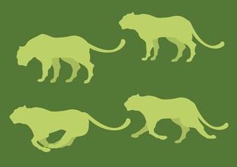 Set of Silhouettes of lions in different poses vector illustration
