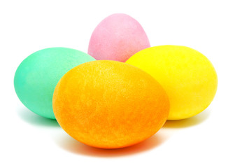 Colorful handmade decorated easter eggs