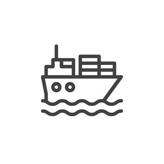 Logistics and transportation of international container cargo ship line icon, outline vector sign, linear style pictogram isolated on white. Symbol, logo illustration
