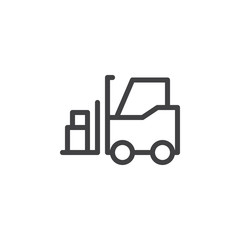 Forklift truck line icon, outline vector sign, linear style pictogram isolated on white. Symbol, logo illustration