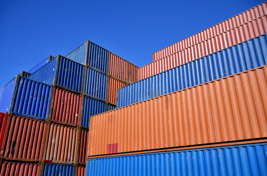 cargo container in import export logistic zone
