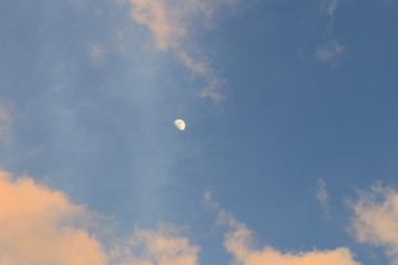 moon on sky before sunset with beautiful