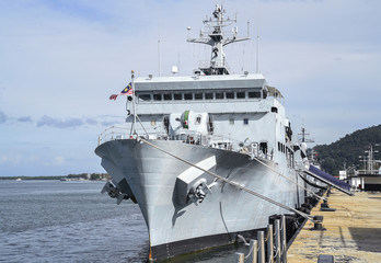 A warship at the Bay