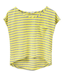 Yellow striped fashion top isolated.