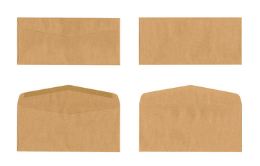 Set of brown envelope isolated on white