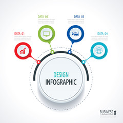 Obraz premium Abstract circle infographics number options template. Vector illustration background. Can be used for workflow layout, diagram, data, business step options, banner, web design.