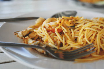 The spaghetti seafood.