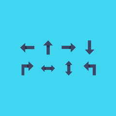 Set of blue arrows icons. Mockup can be use for site interface or buttons. Vector illustration