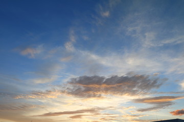 Obraz premium sky in sunset and motion cloud, beautiful colorful evening nature space for add text