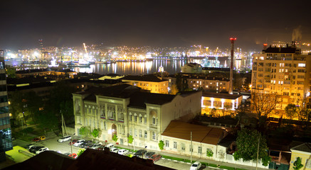 Views of Novorossiysk night. Novorossiysk is a major sea port in Russia