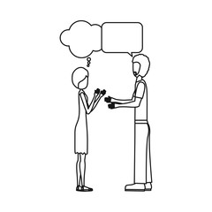 people couple together chat bubble icon, vector illustration