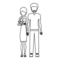 people couple with their children icon, vector illustration image