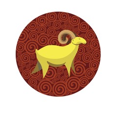 Chinese zodiac sign Goat vector horoscope icon or symbol