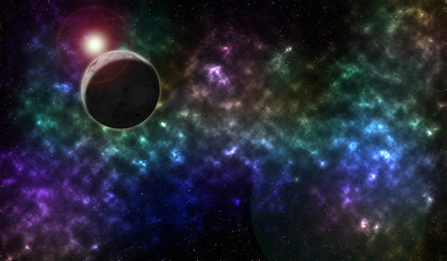Obraz na płótnie Canvas star in galaxy and sun light reflex abstract for background