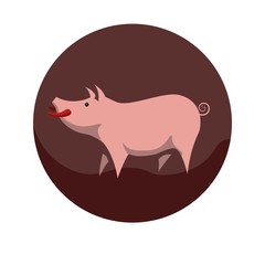 Chinese zodiac sign Pig vector horoscope icon or symbol