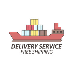 Naklejka premium Delivery or shipping service vector ship cargo icon