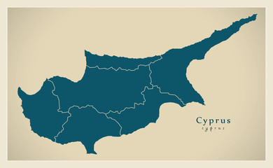 Modern Map - Cyprus with regions CY refreshed design