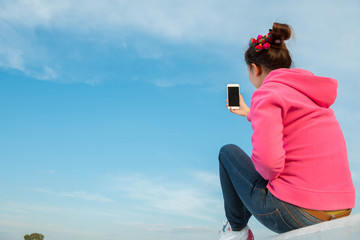 young women are beautiful selfie sky at sunset