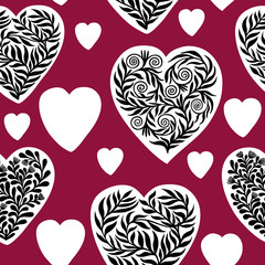 Colorful Vector seamless pattern of beautiful hearts. The best for Valentine's Day, Wedding and Birthday design.