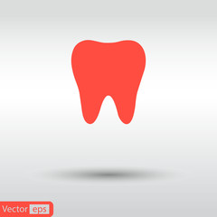 tooth icon, red icon. eps 10 .