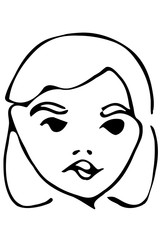 vector sketch of the face of a beautiful young girl