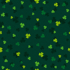 Green  seamless background for Patricks day with shamrock, vector illustrationIdeal for printing onto fabric and paper or scrap booking