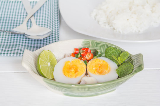 boiled eggs spicy and rice