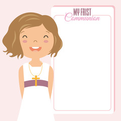 My first communion girl invitation. space for text.