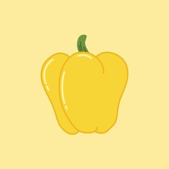 Yellow Sweet Bulgarian Bell Pepper. Paprika Isolated Vector Illustration