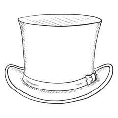 Vector Single SKetch Cylinder Hat