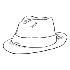 Vector Single Sketch Fedora Hat