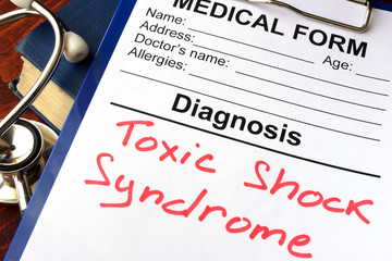 Medical form with diagnosis Toxic shock syndrome.