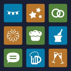 Set of 9 Party filled icons