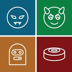 Set of 4 anger outline icons