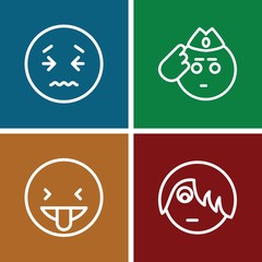 Set of 4 Emotions outline icons