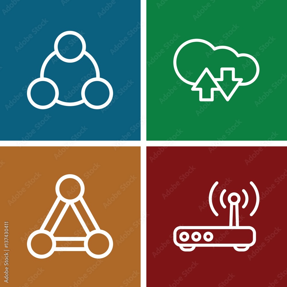 Poster Set of 4 networking outline icons