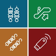 Fototapeta premium Set of 4 stick outline icons
