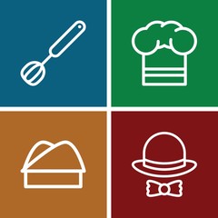 Set of 4 culinary outline icons