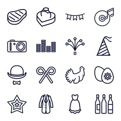 Set of 16 Party outline icons
